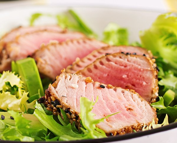 Honey Sesame Seared Tuna with Wasabi Cucumber Salad